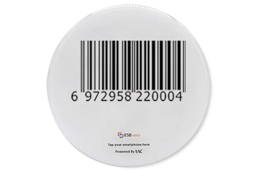 barcode on epoxy card with digits and letters shown